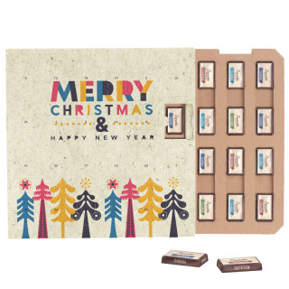Graspapier Tisch-/Wand-Adventskalender mit Sarotti Schokotäfelchen