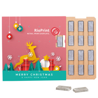 Tisch-/Wand-Adventskalender mit Alpenmilch-Schokotäfelchen