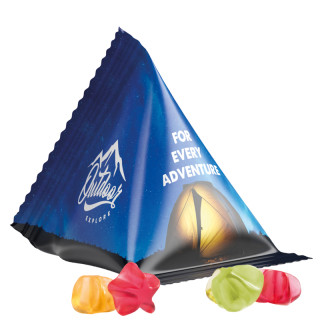 Fruchtgummi Tetraeder, Folie weiß, Trolli Fruchtgummi Sterne