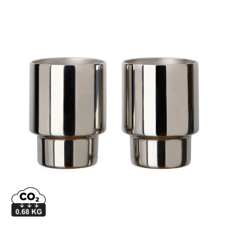 VINGA Nagano RCS recycelte Edelstahlbecher, 2er-Set, reflektierend