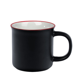 Keramiktasse im Retro-Look, kristallschwarz, 26 cl, mit 1-farbig, Sieb-Direktdruck