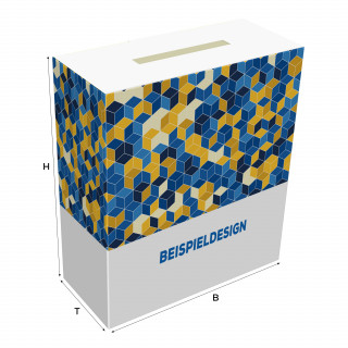 Spendenboxen, H: 195 x B: 170 x T: 75 mm, bedruckt, Hochweiß-Karton