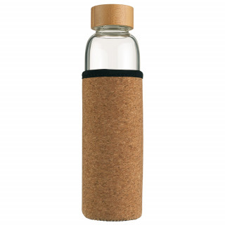 Vanilla Season® INDAUR Trinkflasche aus Borosilikatglas mit Schutzhülle, transparent