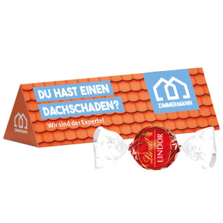 Werbeprisma mit 4 Lindt Lindor Pralinés