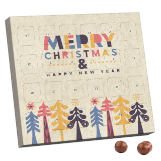 XS-Adventskalender, Graspapier, Brandt Knusperkugeln Vollmilch