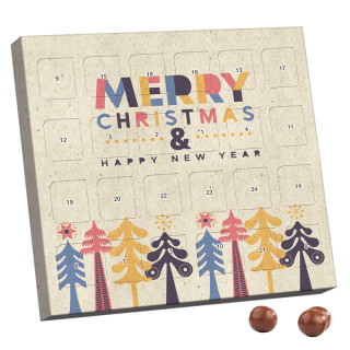 XS-Adventskalender, Graspapier, Brandt Knusperkugeln Vollmilch