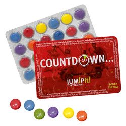 Kleinster Event-Kalender der Welt mit bunten Schokolinsen