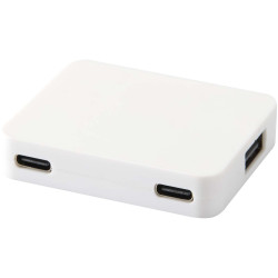 Gaia 4 Port USB Hub mit USB-A- und Typ-C-Ausgang und zwei Eingängen aus recyceltem Kunststoff