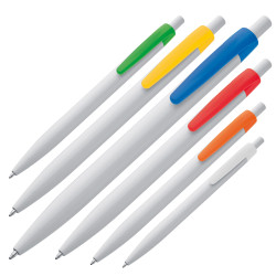 Kunststoffkugelschreiber mit farbigem Clip Kunststoffkugelschreiber mit farbigem Clip