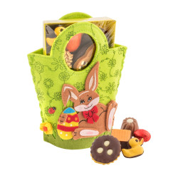 Geschenkartikel / Präsentartikel: Filztasche Hase, Ostergebäckmischung 200 g Geschenkartikel / Präsentartikel: Filztasche Hase, Ostergebäckmischung 200 g