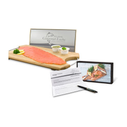 Geschenkartikel / Präsentartikel: Lachs-Gutschein in Holzbox: Feinschmecker Geschenkartikel / Präsentartikel: Lachs-Gutschein in Holzbox: Feinschmecker