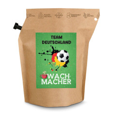 Geschenkartikel / Präsentartikel: Fußball-EM Team Deutschland Wachmacher, wiederverwendbarer Brühbeutel mit Fairtrade Kaffee