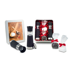 Geschenkset / Präsenteset: Salz- & Pfeffermühlen Set - in Silberdose Geschenkset / Präsenteset: Salz- & Pfeffermühlen Set - in Silberdose