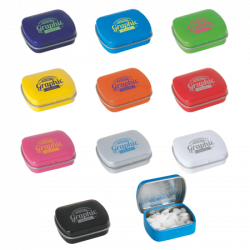 Kleine Scharnierblechdose mit extra strong Minties