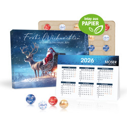 "2 in 1" Marken-Adventskalender, Lindt Lindor Minis mit Jahresplaner, Inlay aus Papier