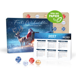 "2 in 1" Marken-Adventskalender, Lindt Lindor Minis mit Jahresplaner, Inlay aus Papier
