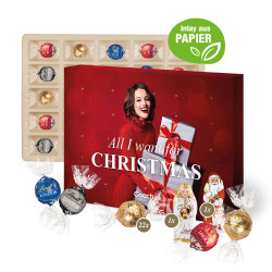 Adventskalender, Lindt Lindor Pralinés, Santa und Engel, Inlay aus Papier