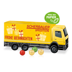 3D Adventskalender "LKW", Fairtrade® Schokolade, Papier-Inlay