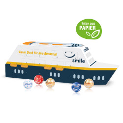 3D Adventskalender "Schiff", Lindt Minis, Inlay aus Papier