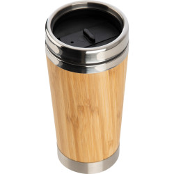 Edelstahlbecher mit Bambussummantelung, 400 ml Edelstahlbecher mit Bambussummantelung, 400 ml