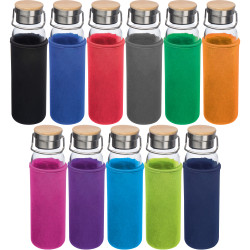Glasflasche mit Neoprenüberzug, 600ml