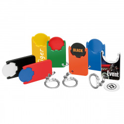 Chiphalter mit 1€-Chip "Beta" mit Gliederkette, weiß