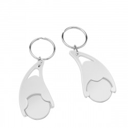 Chiphalter mit 1€-Chip "Epsilon" mit Schlüsselring, Chiphalter: weiß, Chip: weiß