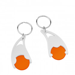 Chiphalter mit 1€-Chip "Epsilon" mit Schlüsselring, Chiphalter: weiß, Chip: orange