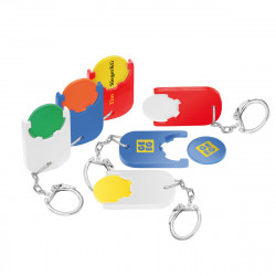 Chiphalter mit 1€-Chip "Gamma" mit Gliederkette, blau