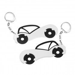 Chiphalter mit zwei 1€-Chips "Auto" mit Gliederkette, schwarz, weiß