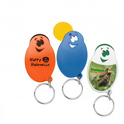 Chiphalter mit 1€-Chip "Gesicht" mit Schlüsselring, weiß