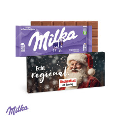 Milka Schokoladentafel in Werbekartonage - Weihnachten