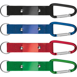 Schlüsselanhänger mit Karabiner und Plättchen aus Metall