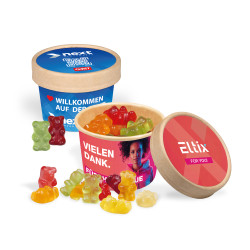 Paperbox mit Einleger und Werbeschuber, Fruchtgummi
