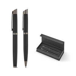 KINGSLEY. Set bestehend aus 1 Kugelschreiber und 1 Tintenroller aus Aluminium mit blauer Dokumental®-Tinte