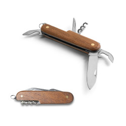 BELPIANO. Multifunktions-Taschenmesser aus Edelstahl und Holz