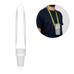 OXFORD. SET Lanyard SUBLIMATION Long II (20 mm) Duo aus recyceltem Polyester (100 % rPET) mit sublimiertem elastischem Becherhalter