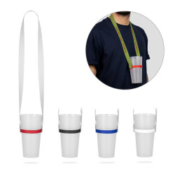 ROTHERHAM. SET Lanyard SUBLIMATION Long II (20 mm) Duo aus recyceltem Polyester (100% rPET) mit Silikon-Becherhaltern