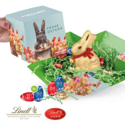 Oster-Werbewürfel, Lindt Schokoladen-Eier und Goldhase