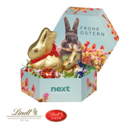 Großes Premium-Osternest, Lindt Schokoladen-Eier und Goldhase