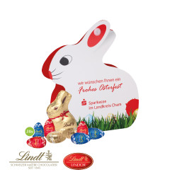Werbe-Hase, Lindt Schokoladen-Eier und Goldhase