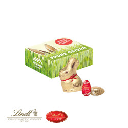 Oster-Präsentbox, Lindt Schokoladen-Eier und Goldhase