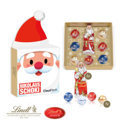 Präsent "Himmlische Weihnachtszeit - Nikolausmütze", Lindt Minis und Nikolaus