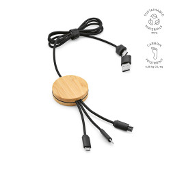 "Feynman Cable" 5-in-1 Kabel aus Bambus und rPET mit hinterleuchtetem Logo