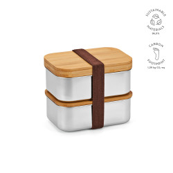 "Vermeer Lunchbox" Lunchbox aus recyceltem Edelstahl, 1480 ml mit Bambusdeckel und integriertem Besteck