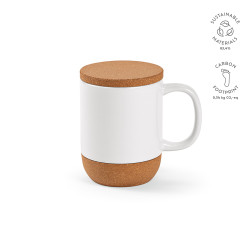"Ebro Mug" Tasse aus Keramik mit Kork, 410 ml, für Sublimationsdruck geeignet