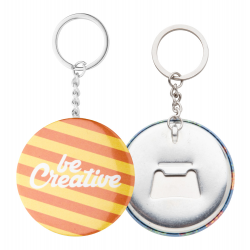 Button-Schlüsselanhänger KeyBadge Bottle, weiß/silber