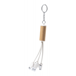 Schlüsselanhänger mit USB-Ladekabel Paplen, natur Schlüsselanhänger mit USB-Ladekabel Paplen, natur