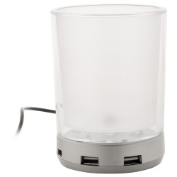 Stifteköcher mit USB Hub Tobi, transparent Stifteköcher mit USB Hub Tobi, transparent