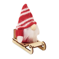 FROSTY SLEIGH Wichtel auf Holzschlitten
